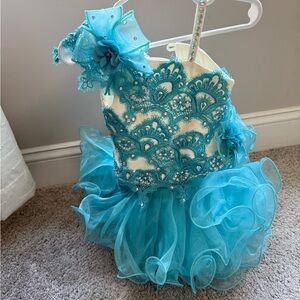 Turquoise Lace and Tulle Dress pageant dress